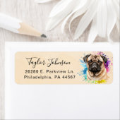 Hond Postadreslabel met Pug Etiket (Insitu)