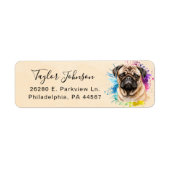 Hond Postadreslabel met Pug Etiket (Voorkant)