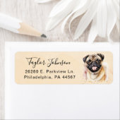 Hond Postadreslabel met Pug Etiket (Insitu)