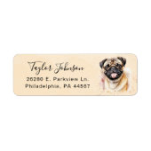 Hond Postadreslabel met Pug Etiket (Voorkant)