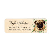 Hond Postadreslabel met Pug Etiket (Voorkant)