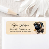 Hond Postadreslabel met Pug Etiket (Insitu)