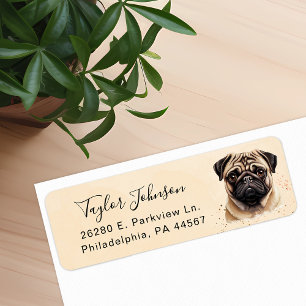 Hond Postadreslabel met Pug Etiket