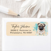 Hond Postadreslabel met Pug Etiket (Insitu)