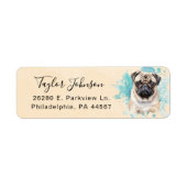 Hond Postadreslabel met Pug Etiket (Voorkant)