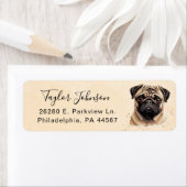 Hond Postadreslabel met Pug Etiket (Insitu)