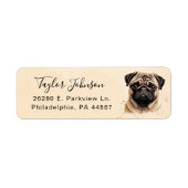 Hond Postadreslabel met Pug Etiket (Voorkant)