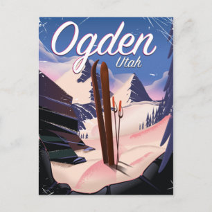 Hond, poster Utah Ski Briefkaart