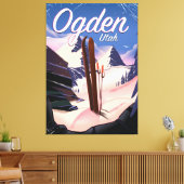 Hond, poster Utah Ski Canvas Afdruk (Insitu (Woonkamer))