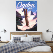 Hond, poster Utah Ski Canvas Afdruk (Insitu (Slaapkamer))