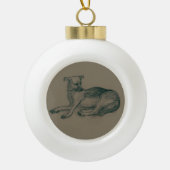 Hond. Potloodtekening. Keramische Bal Ornament (Voorkant)