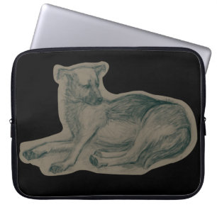 Hond. Potloodtekening. Laptop Sleeve
