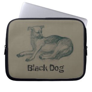 Hond. Potloodtekening. Laptop Sleeve