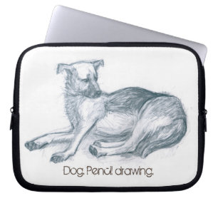 Hond. Potloodtekening. Laptop Sleeve