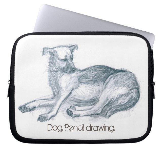 Hond. Potloodtekening. Laptop Sleeve (Voorkant)