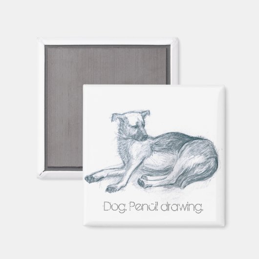 Hond. Potloodtekening. Magneet (Voorkant / Achterkant)