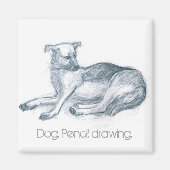 Hond. Potloodtekening. Magneet (Voorkant)