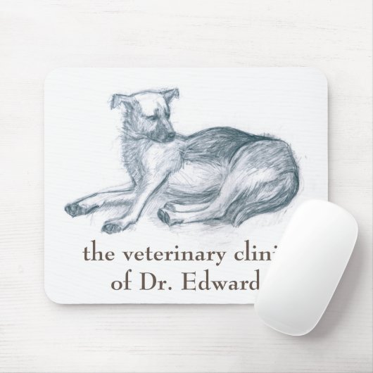 Hond. Potloodtekening. Muismat (Met muis)