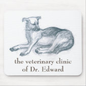 Hond. Potloodtekening. Muismat (Voorkant)