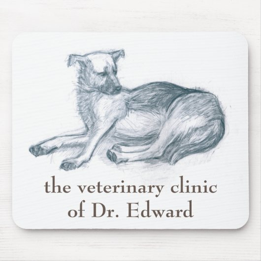 Hond. Potloodtekening. Muismat (Voorkant)