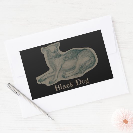 Hond. Potloodtekening. Rechthoekige Sticker (Envelop)