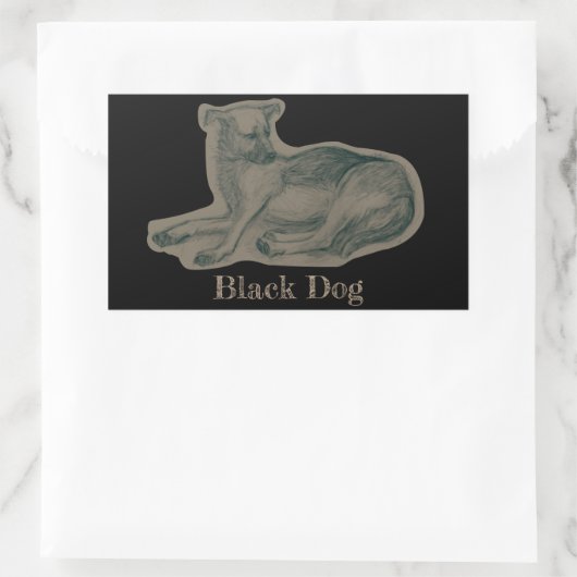 Hond. Potloodtekening. Rechthoekige Sticker (Tas)