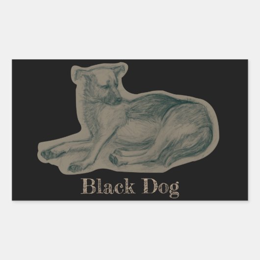 Hond. Potloodtekening. Rechthoekige Sticker (Voorkant)