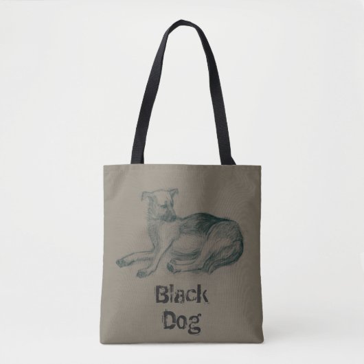 Hond. Potloodtekening. Tote Bag (Voorkant)