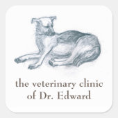 Hond. Potloodtekening. Vierkante Sticker (Voorkant)
