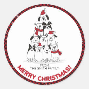 Hond Prettig Kerstfeest Ronde Sticker
