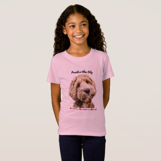 Hond print T-shirt Pawsitive Vibes Only (Voorkant volledig)