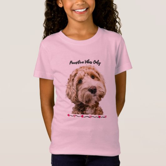 Hond print T-shirt Pawsitive Vibes Only (Voorkant)