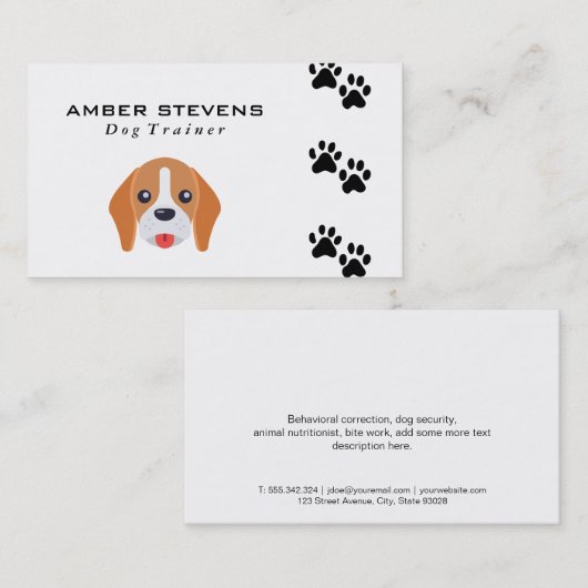 Hond Prints en hond Logo Visitekaartje (Voorkant / Achterkant)