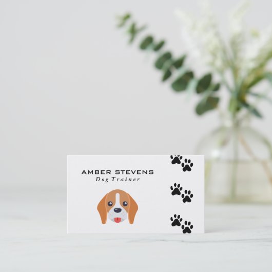 Hond Prints en hond Logo Visitekaartje (Staand voorkant)