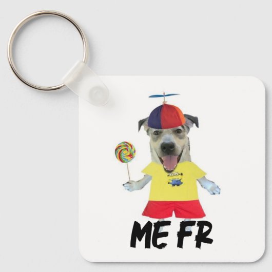 Hond propeller hoed grappige quote sleutelhanger (Voorkant)