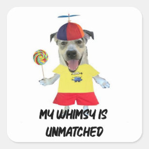 Hond propeller hoed grappige quote vierkante sticker