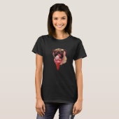 Hond Pug Eating Ice Cream Cute 2 T-shirt (Voorkant volledig)
