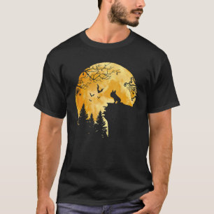 Hond Pug en de maan silhouet Halloween Schattig 1 T-shirt