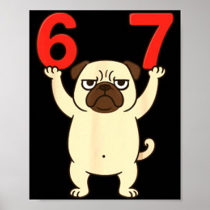 Hond PUG Grappig 67 Meme Zes Zeven Poster