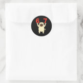 Hond PUG Grappig 67 Meme Zes Zeven  Ronde Sticker (Tas)