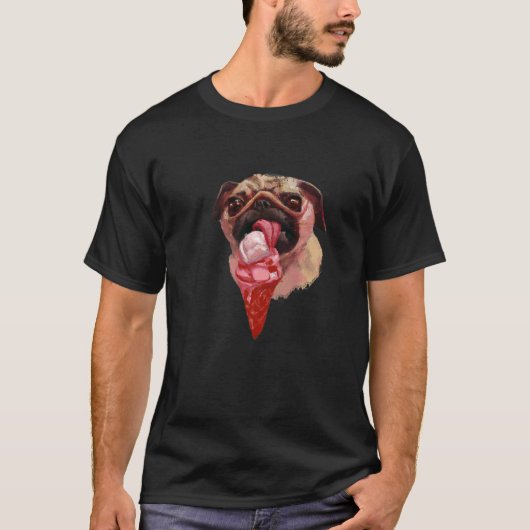 Hond Pug Ijs Eet Ijs Lekker 2 T-shirt (Voorkant)