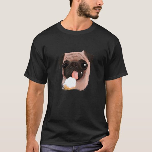 Hond Pug Ijs Eet Lekker T-shirt (Voorkant)