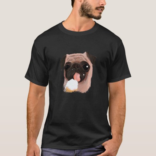 Hond Pug Ijs Eet Schattig T-shirt (Voorkant)