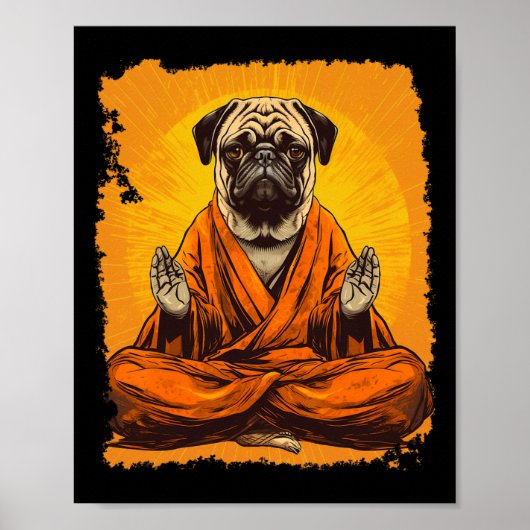 Hond PUG Meditatie Yoga Poster (Voorkant)