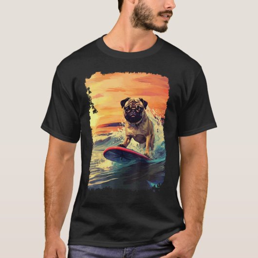 Hond Pug Paddle Bord T-shirt (Voorkant)