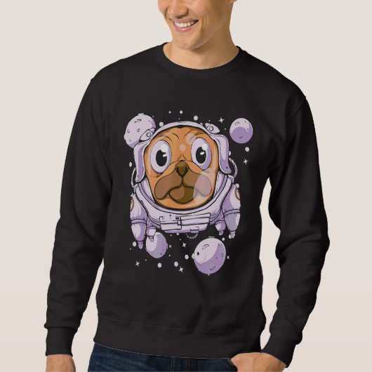 Hond Pug Ruimtevaarder Ruimtedier Grafisch Trui (Voorkant)