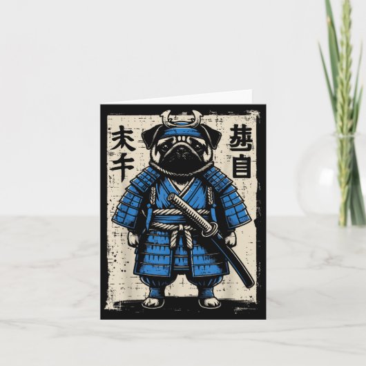 Hond Pug Samurai Grappige Japanse Krijger Kunst Ma Kaart (Voorkant)