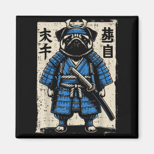 Hond Pug Samurai Grappige Japanse Krijger Kunst Ma Magneet