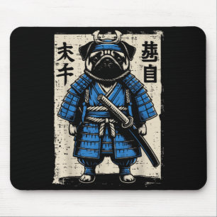 Hond Pug Samurai Grappige Japanse Krijger Kunst Ma Muismat