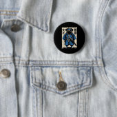 Hond Pug Samurai Grappige Japanse Krijger Kunst Ma Ronde Button 5,7 Cm (In situ)